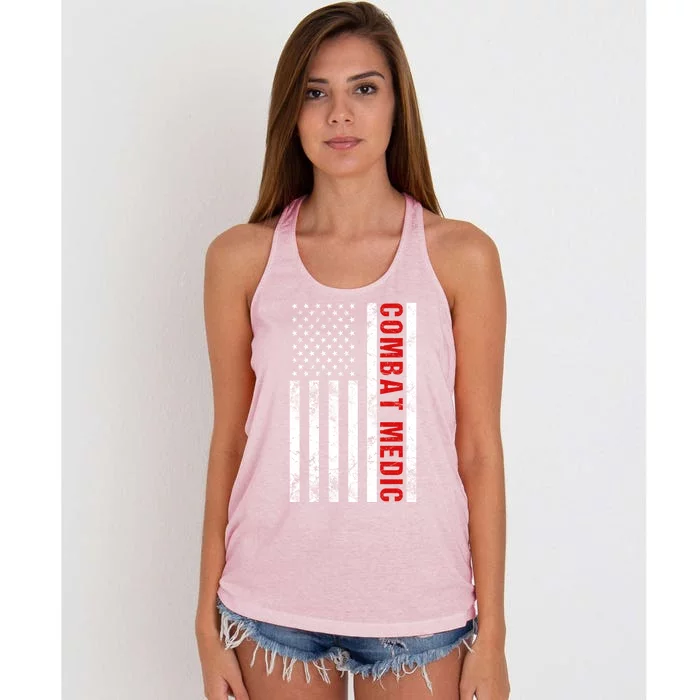 American Flag Army Combat Medic Great Gift Women's Knotted Racerback Tank