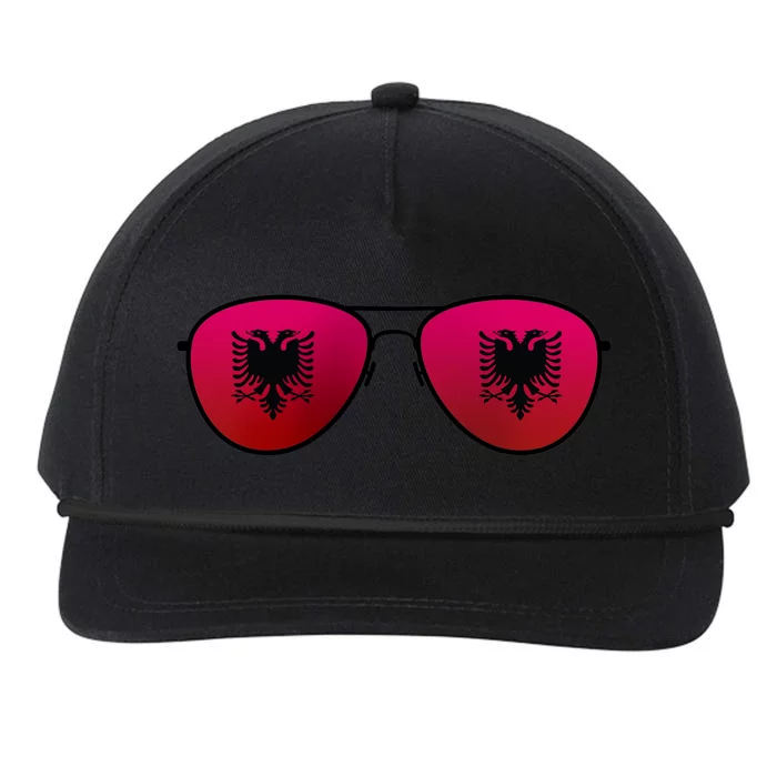 Albania Flag Aviator Sunglasses Snapback Five-Panel Rope Hat