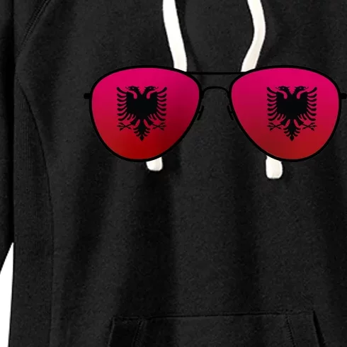 Albania Flag Aviator Sunglasses Women's Fleece Hoodie