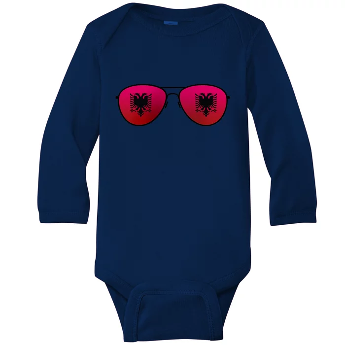 Albania Flag Aviator Sunglasses Baby Long Sleeve Bodysuit