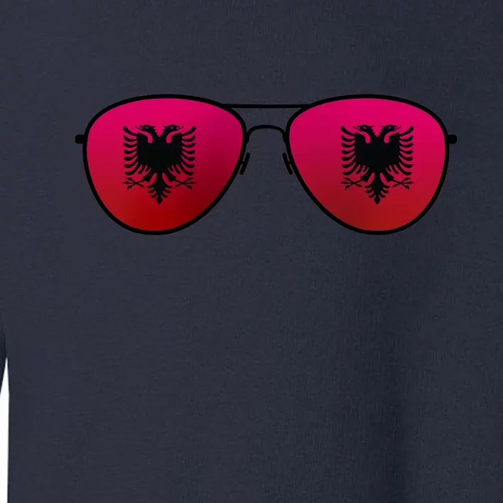 Albania Flag Aviator Sunglasses Toddler Sweatshirt