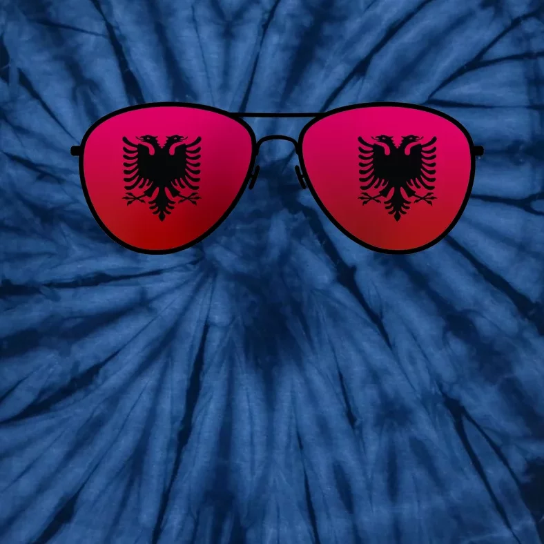 Albania Flag Aviator Sunglasses Tie-Dye T-Shirt