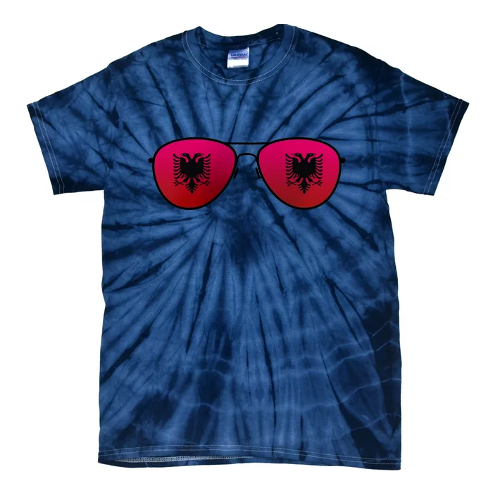 Albania Flag Aviator Sunglasses Tie-Dye T-Shirt