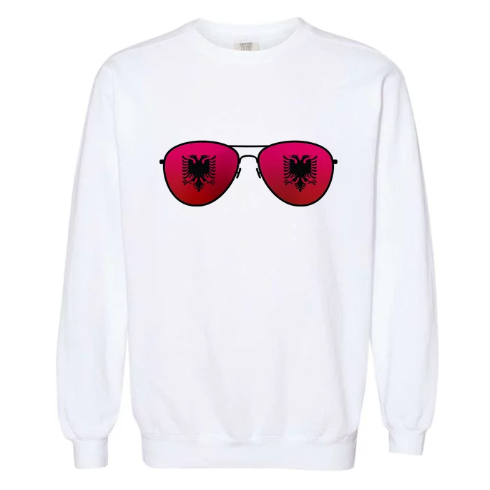 Albania Flag Aviator Sunglasses Garment-Dyed Sweatshirt