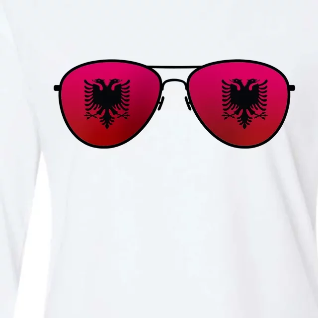 Albania Flag Aviator Sunglasses Womens Cotton Relaxed Long Sleeve T-Shirt