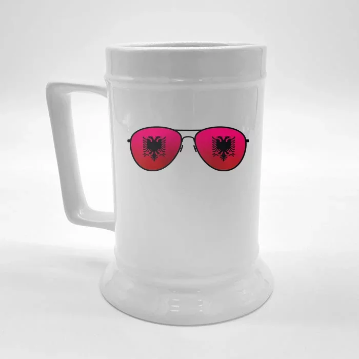 Albania Flag Aviator Sunglasses Front & Back Beer Stein