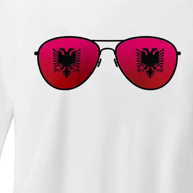 Albania Flag Aviator Sunglasses Womens CVC Long Sleeve Shirt