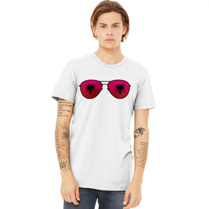 Albania Flag Aviator Sunglasses Premium T-Shirt