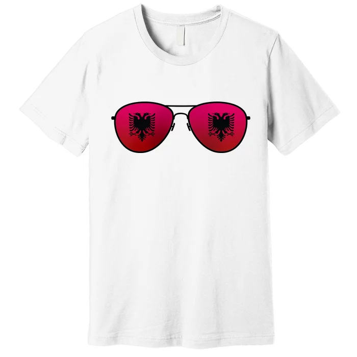 Albania Flag Aviator Sunglasses Premium T-Shirt