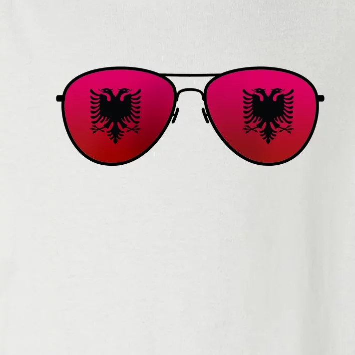 Albania Flag Aviator Sunglasses Toddler Long Sleeve Shirt