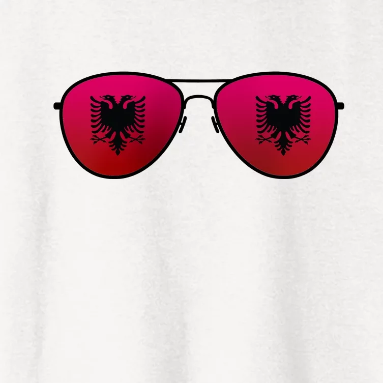 Albania Flag Aviator Sunglasses Women's Crop Top Tee