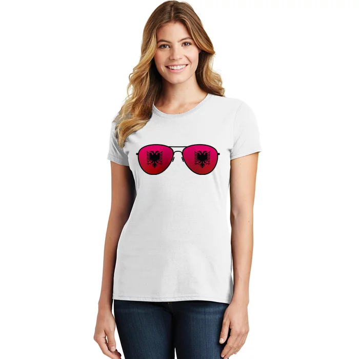 Albania Flag Aviator Sunglasses Women's T-Shirt