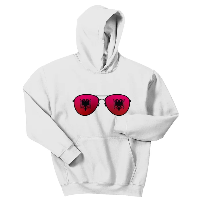 Albania Flag Aviator Sunglasses Kids Hoodie