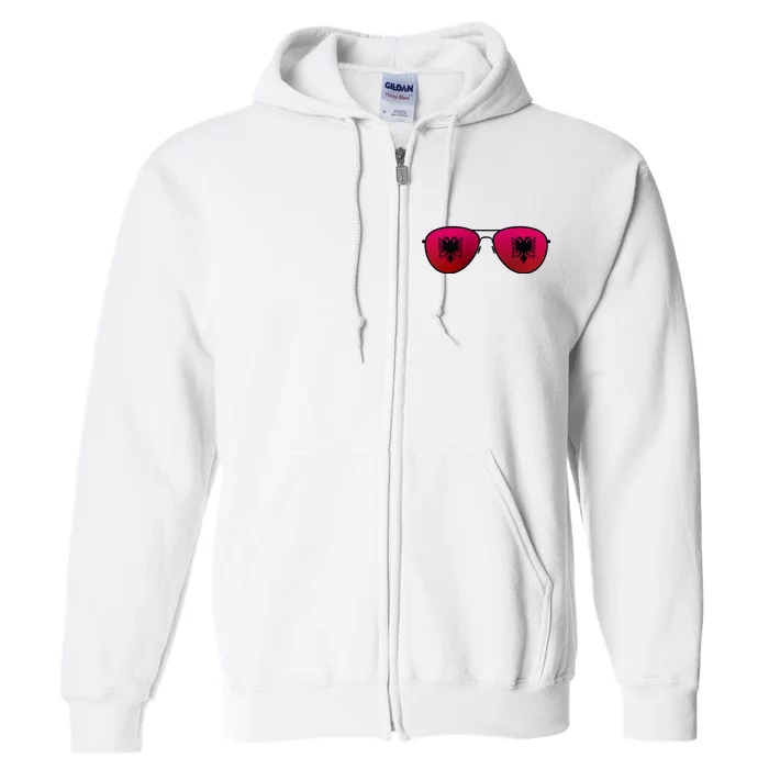 Albania Flag Aviator Sunglasses Full Zip Hoodie