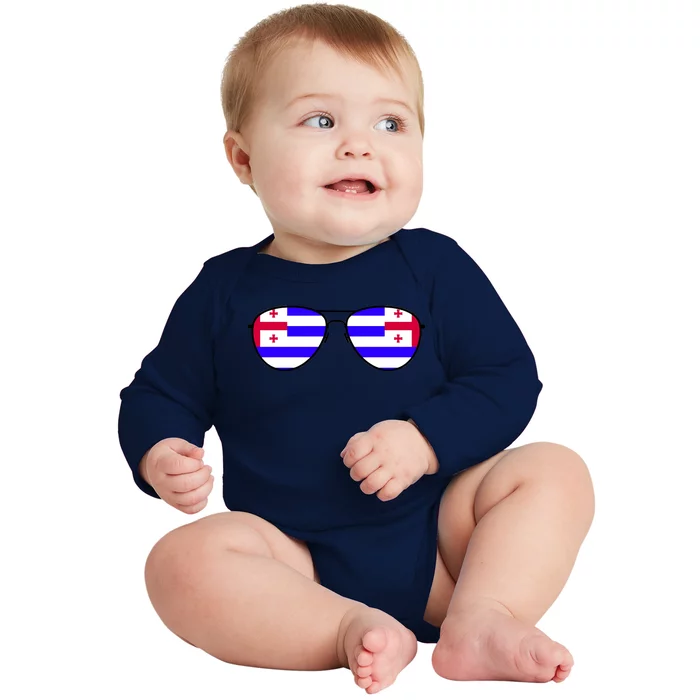 Ajaria Flag Aviator Sunglasses Baby Long Sleeve Bodysuit