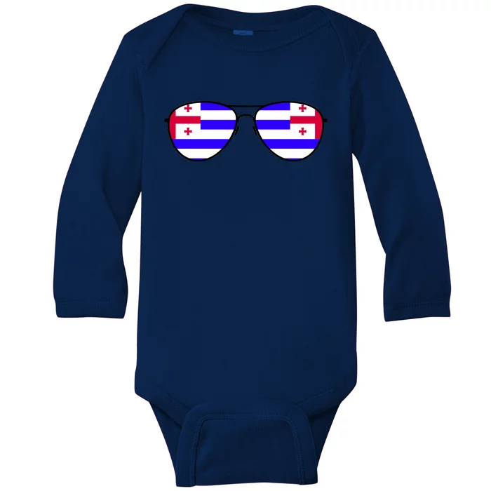 Ajaria Flag Aviator Sunglasses Baby Long Sleeve Bodysuit