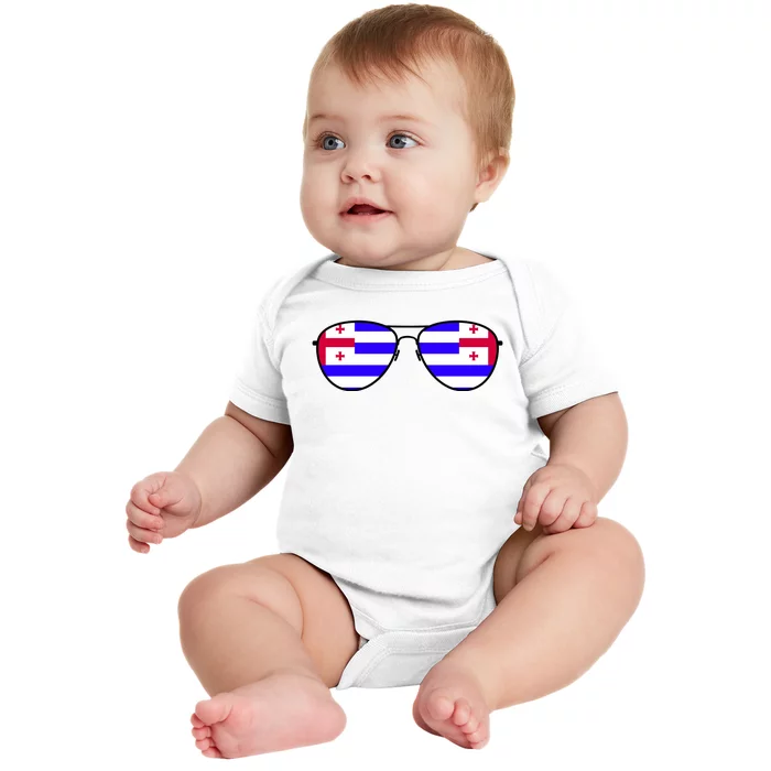 Ajaria Flag Aviator Sunglasses Baby Bodysuit