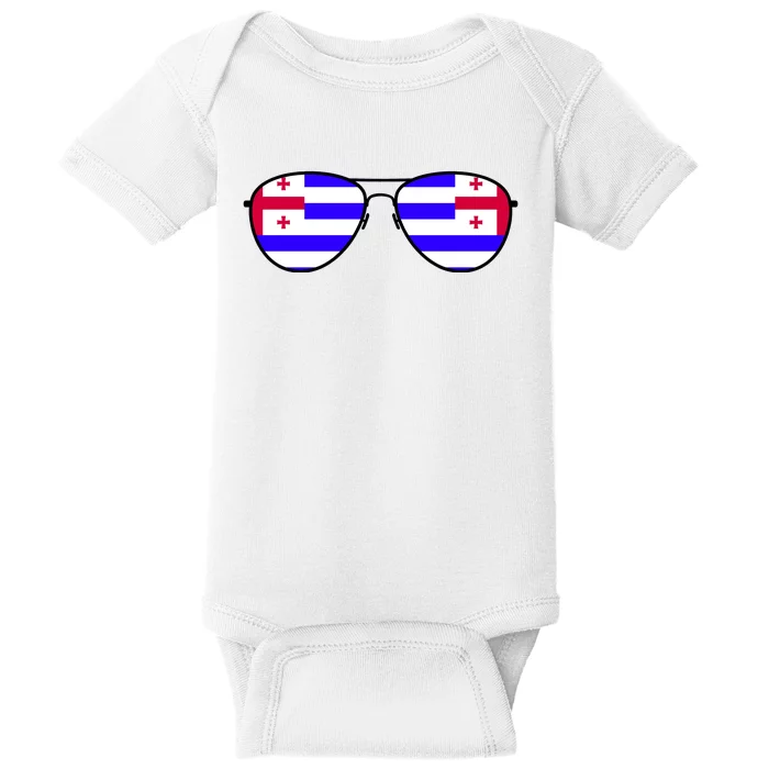 Ajaria Flag Aviator Sunglasses Baby Bodysuit