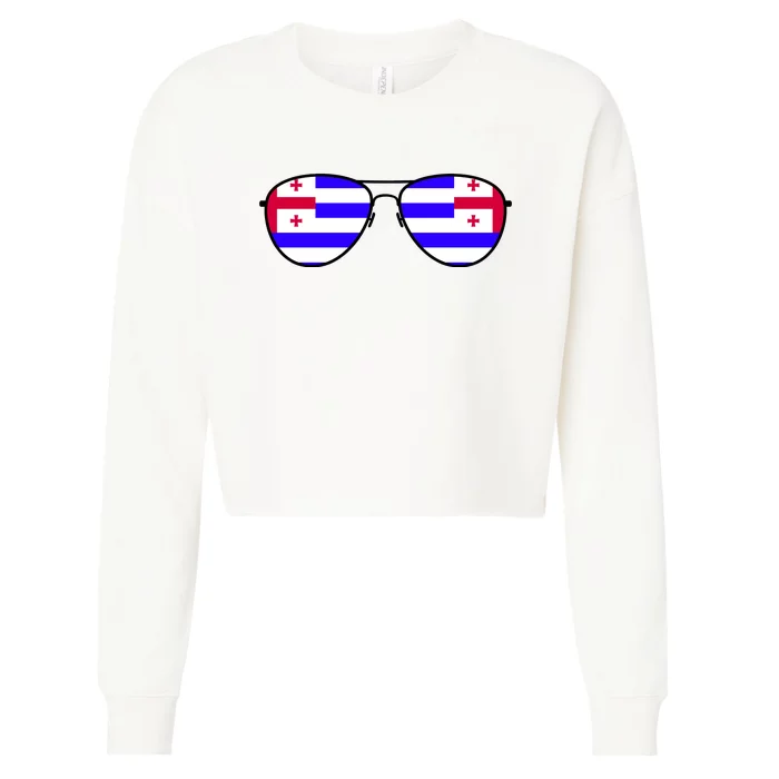 Ajaria Flag Aviator Sunglasses Cropped Pullover Crew