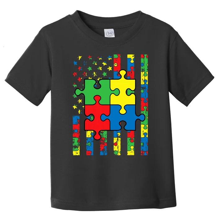 American Flag Autism Awareness Baby Toddler T-Shirt