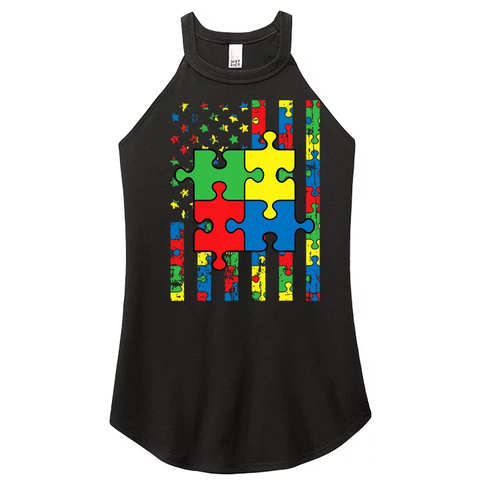 American Flag Autism Awareness Baby Women’s Perfect Tri Rocker Tank