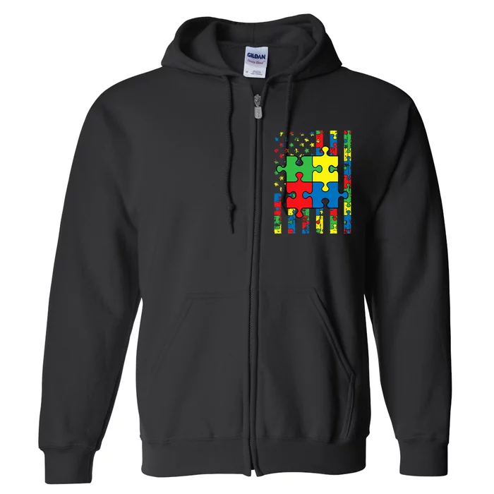 American Flag Autism Awareness Baby Full Zip Hoodie