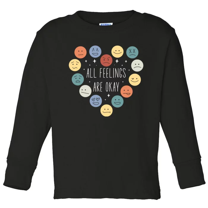 All Feelings Are Okay Mental Health Awareness Month Emotion Toddler Long Sleeve Shirt