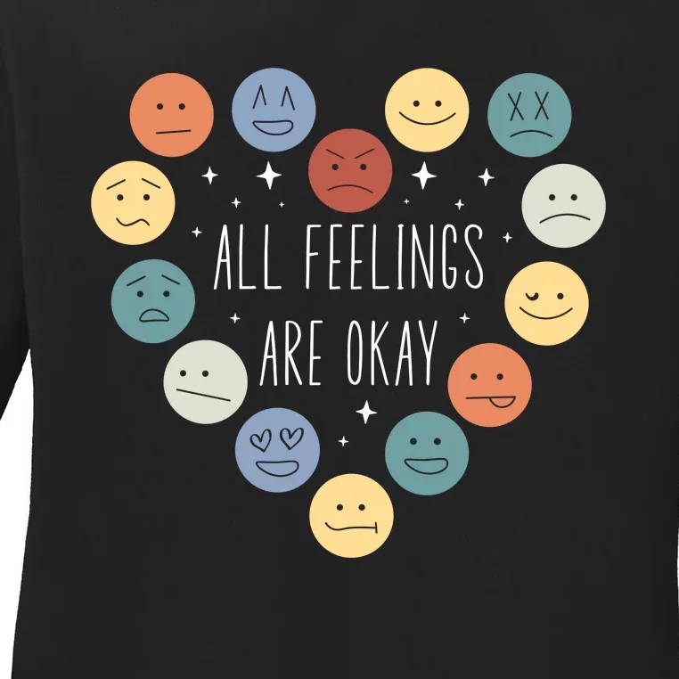 All Feelings Are Okay Mental Health Awareness Month Emotion Ladies Long Sleeve Shirt