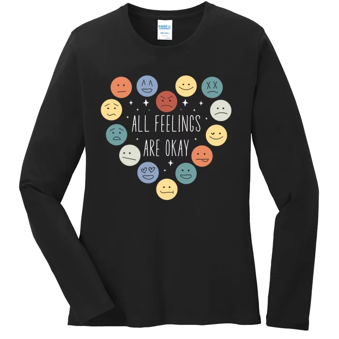 All Feelings Are Okay Mental Health Awareness Month Emotion Ladies Long Sleeve Shirt