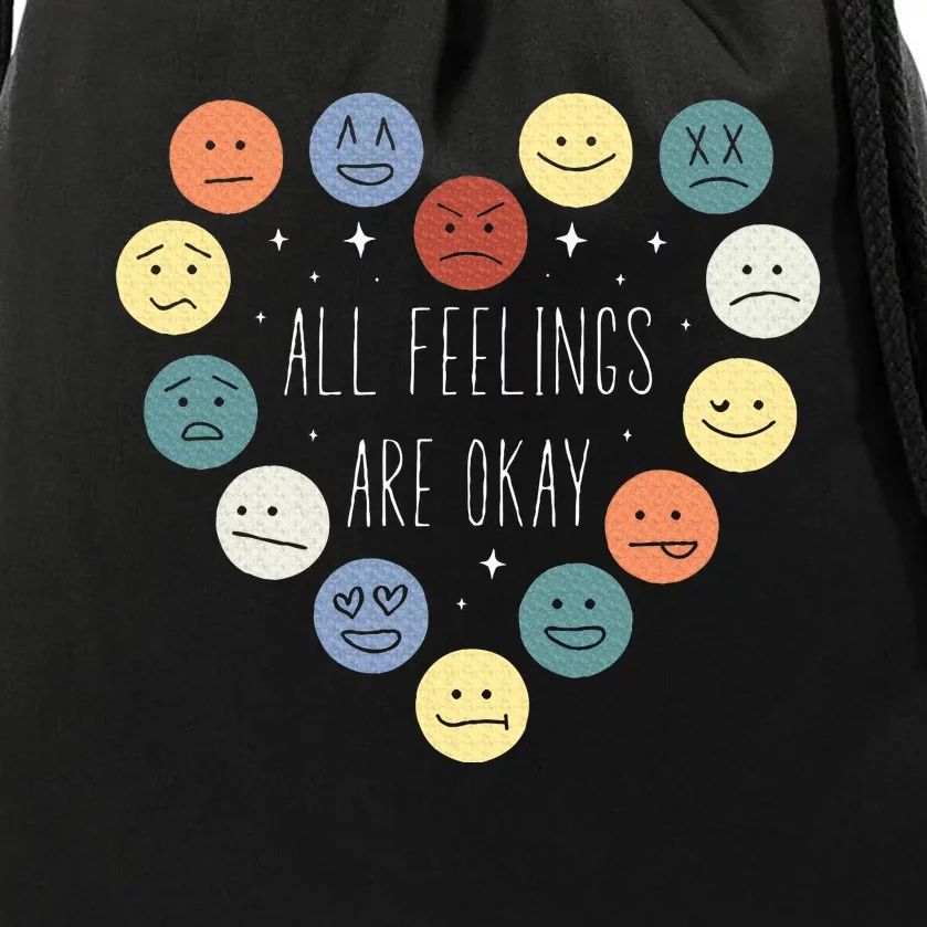 All Feelings Are Okay Mental Health Awareness Month Emotion Drawstring Bag