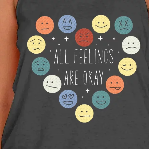 All Feelings Are Okay Mental Health Awareness Month Emotion Women's Knotted Racerback Tank