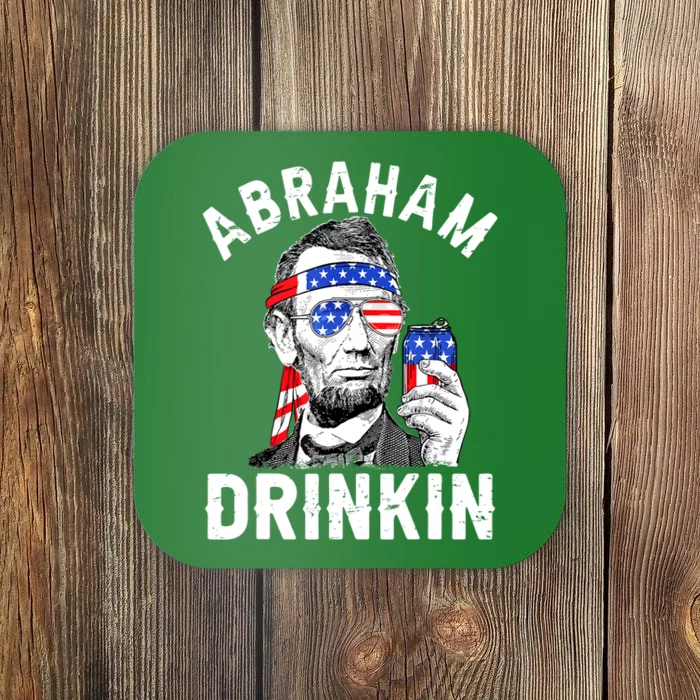 American Flag Abraham Drinking Merica Abe Lincoln Beer Lover Gift Coaster