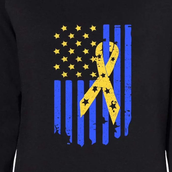 American Flag And Ribbon For Trisomy 21 Down Syndrome Ribbon Gift Womens California Wash Sweatshirt