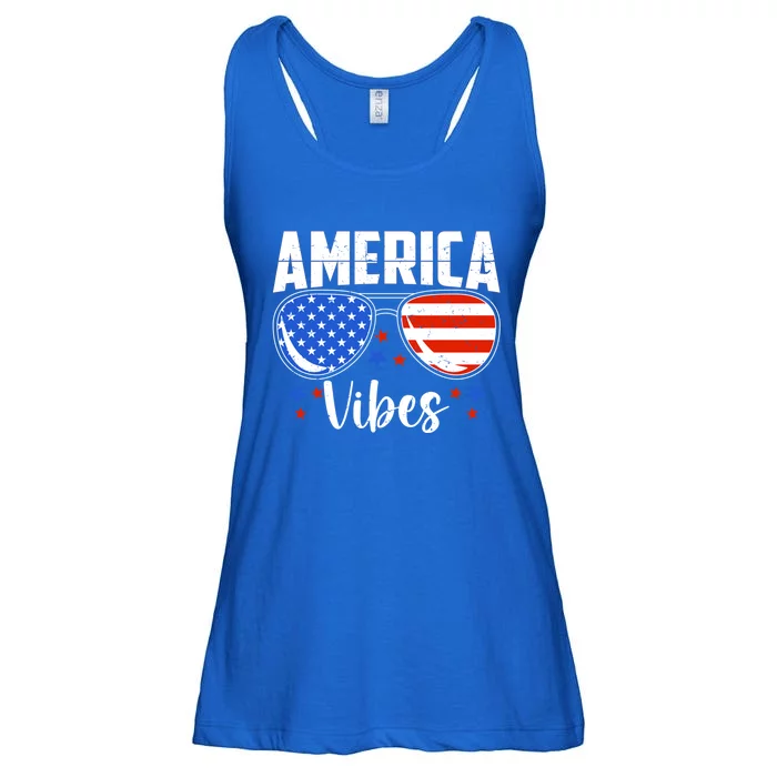 American Flag America Vibes 4th Of July Gift Ladies Essential Flowy Tank