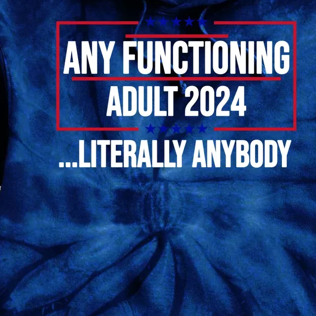 Any Functioning Adult 2024 Literally Anybody Funny Election Tie Dye Hoodie