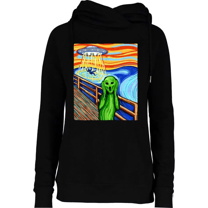 Alien Funny Alien Alien Lover UFO Womens Funnel Neck Pullover Hood