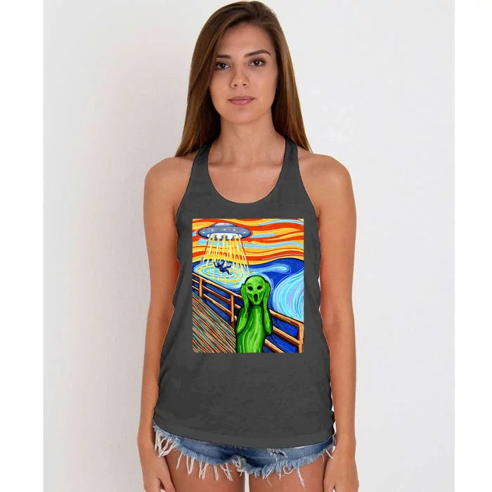 Alien Funny Alien Alien Lover UFO Women's Knotted Racerback Tank