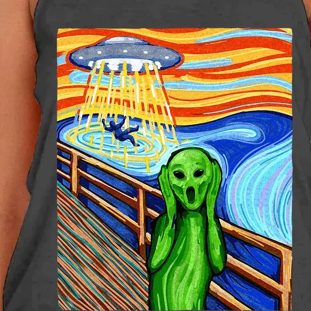 Alien Funny Alien Alien Lover UFO Women's Knotted Racerback Tank