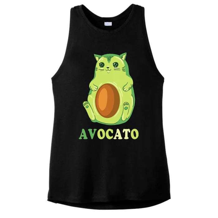 Avocato Funny Avocado Lover Cat Gifts Ladies Tri-Blend Wicking Tank