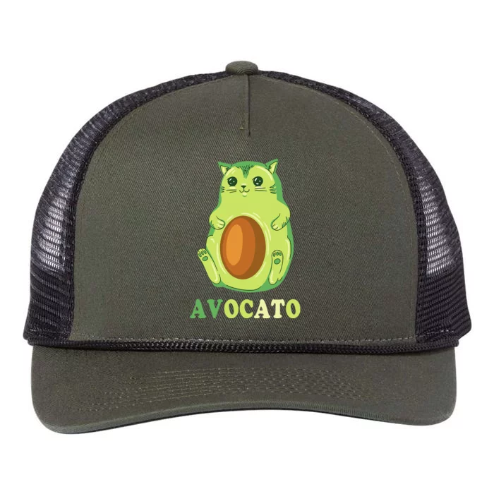 Avocato Funny Avocado Lover Cat Gifts Retro Rope Trucker Hat Cap