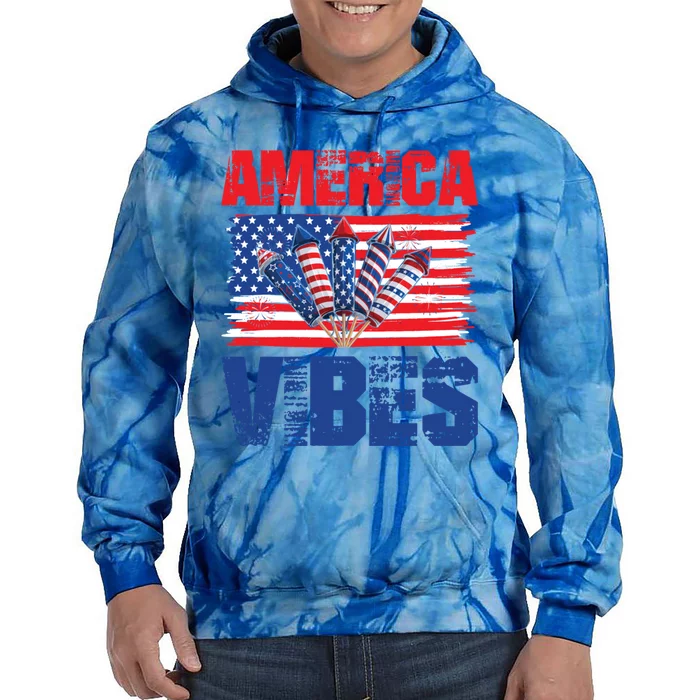 American Flag America Vibes 4th Of July Great Gift Tie Dye Hoodie