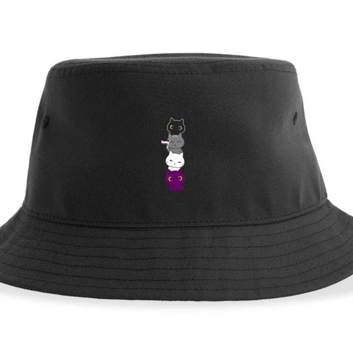 Asexuality Flag Animal Cat Ace Pride Demisexual Gift Asexual Sustainable Bucket Hat