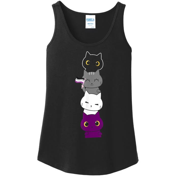 Asexuality Flag Animal Cat Ace Pride Demisexual Gift Asexual Ladies Essential Tank