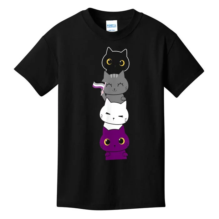 Asexuality Flag Animal Cat Ace Pride Demisexual Gift Asexual Kids T-Shirt