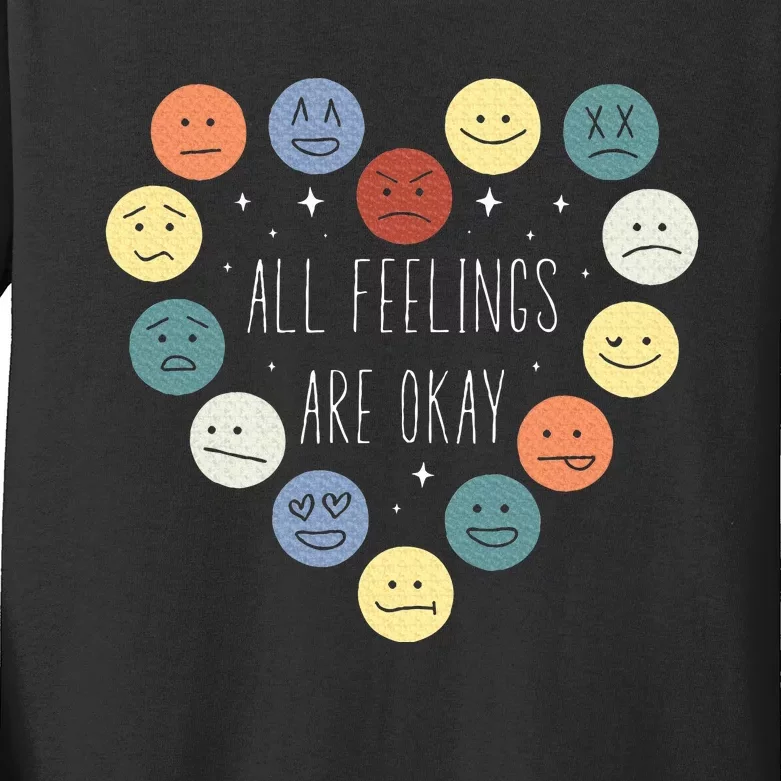 All Feelings Are Okay Mental Health Awareness Month Emotion Kids Long Sleeve Shirt