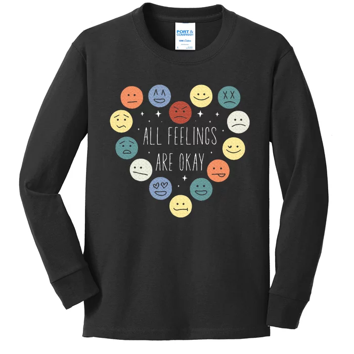 All Feelings Are Okay Mental Health Awareness Month Emotion Kids Long Sleeve Shirt