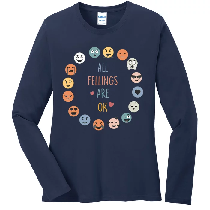 All Feeling Are Okay Funny School Teacher Psychologist Ladies Long Sleeve Shirt