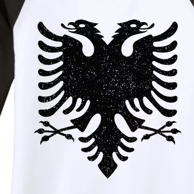 Albania Flag Albanian Doubleheaded Eagle Women's Tri-Blend 3/4-Sleeve Raglan Shirt