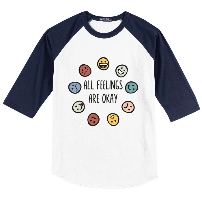 All Feelings Are Okay Tal Health Awareness Month Emotion Baseball Sleeve Shirt