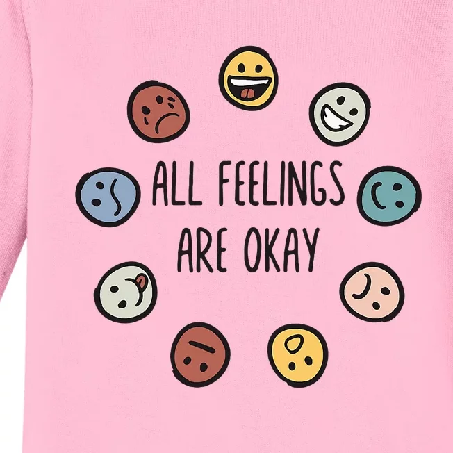 All Feelings Are Okay Tal Health Awareness Month Emotion Baby Long Sleeve Bodysuit